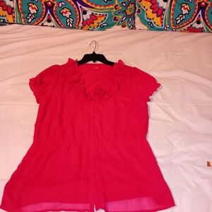 Sunny Leigh  Bright PinkRoses Blouse/Top